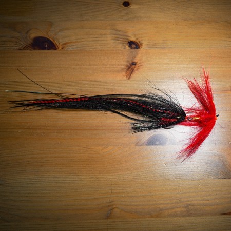 Муха Стример TFF Taimen Articulated Streamer 27cm Black/Red фото