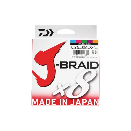 Плетёный шнур Daiwa J-Braid X8 0.28mm PE #4 26.5kg 300m Multi Color фото