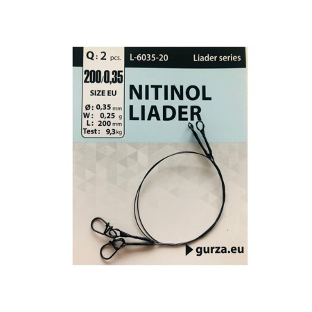 Поводок GURZA Nitinol Leader Titanium Wire 0.35mm 20cm 9.3кг 2pcs фото