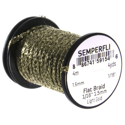 Люрекс Semperfli Flat Braid 1.5mm 4m 1/16" Light Gold фото 1