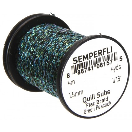 Люрекс Semperfli Quill Subs Flat Braid 1.5mm 4m Green Peacock фото 1
