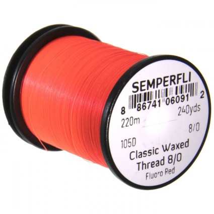 Нитки Semperfli Classic Waxed Thread 8/0 240yds Fl Red фото 1