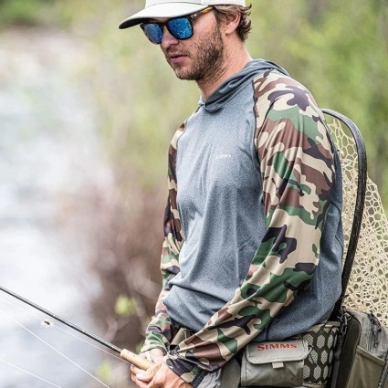 Термофутболка SIMMS SolarFlex Hoody Print Woodland Camo/Carbon Heather 3XL  фото 3