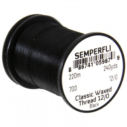 Нитки Semperfli Classic Waxed Thread 12/0 240yds Black фото 1