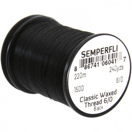 Нитки Semperfli Classic Waxed Thread 6/0 240yds Black фото 1