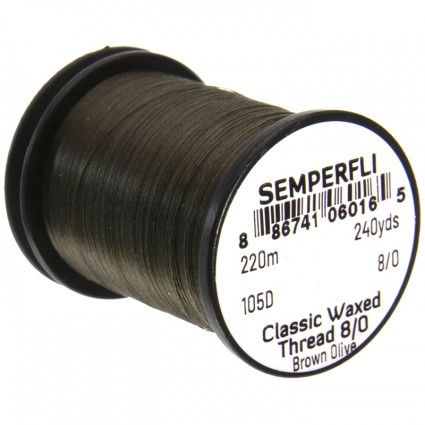 Нитки Semperfli Classic Waxed Thread 8/0 240yds Brown Olive фото 1