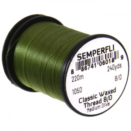 Нитки Semperfli Classic Waxed Thread 8/0 240yds Medium Olive фото 1