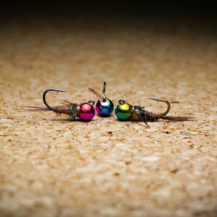 Муха нахлыст TFF SB Tungsten Head 5.5mm Pheasant Tail Jig Rainbow #10 1.5g Natural фото 2