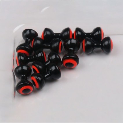 Гантели Hareline Double Pupil Lead Eyes Med #4 Black/Fl Orange/Black фото 1