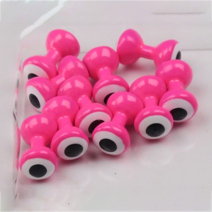 Гантели Hareline Double Pupil Lead Eyes Large #7 Fl Pink/White/Black фото 1