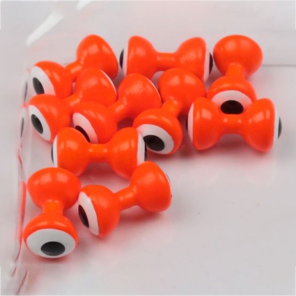 Гантели Hareline Double Pupil Lead Eyes Med #5 Fl Orange/White/Black фото 1