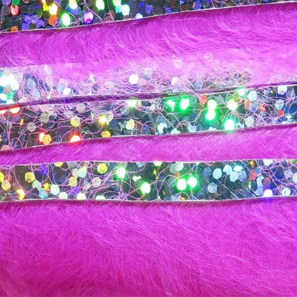 Кролик Hareline Bling Rabbit Strips #188 Hot Pink/Holo Silver Accent фото