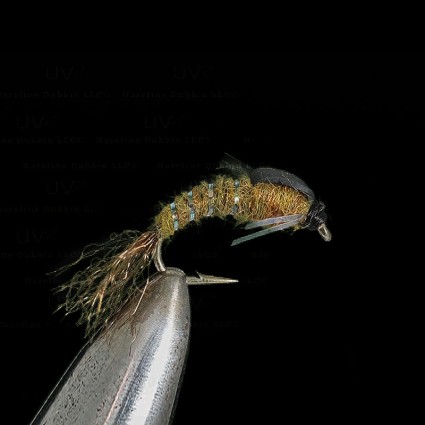 Муха Hareline UV2 Foam Back Flash Leg Nymph Olive #14 фото