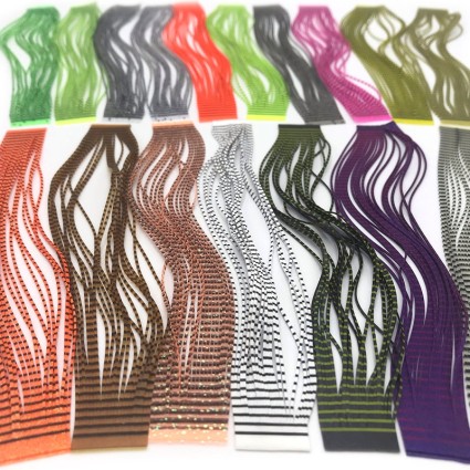 Силикон Hareline Grizzly Flutter Legs #2 Black Barred Clear Chartreuse  фото 3