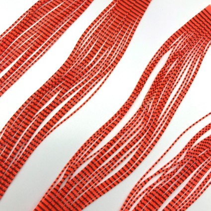 Силикон Hareline Grizzly Flutter Legs #5 Black Barred Fl Fire Orange фото 1