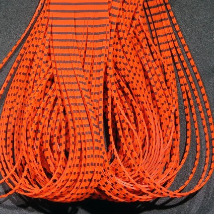 Силикон Hareline Grizzly Flutter Legs #5 Black Barred Fl Fire Orange фото 3