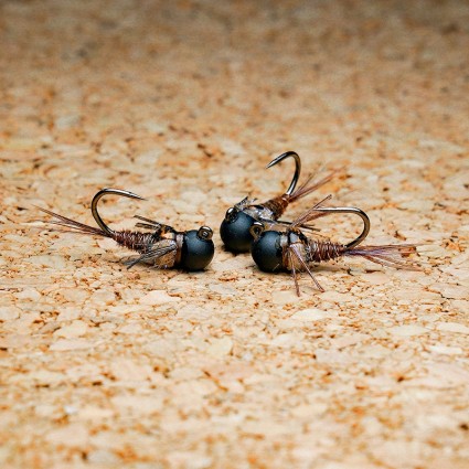 Муха нахлыст TFF SB Tungsten Head 4.5mm Pheasant Tail Jig Matte Black #12 1g Natural фото 2