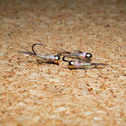 Муха нахлыст TFF SB Tungsten Head 4.0mm Pearl Nymph Jig Gold #12 фото 2