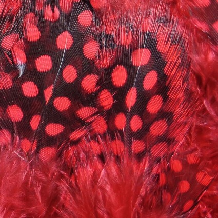 Перо цесарка Hareline Strung Guinea Feathers #310 Red фото 1