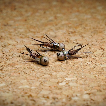 Муха нахлыст TFF SB Tungsten Head 4.5mm Pheasant Tail Biot Legs Jig Stone #12 1g Natural  фото 2