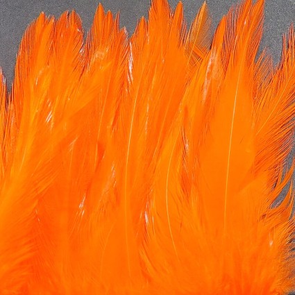 Перо Hareline Strung Chinese Saddle Hackle 5-7'' #187 Hot Orange фото