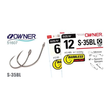 Крючки Owner S-35BL Trout Salmon Barbless #6 8pcs фото