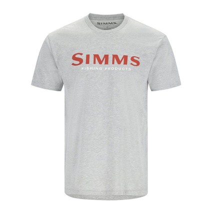 Футболка SIMMS Logo T-Shirt Grey Heather - Crimson XL фото