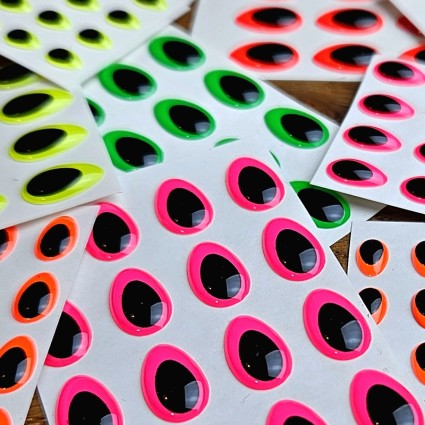 Глазки Future Fly 3D Eyes Teardrop Fl Orange 9mm 20pcs фото