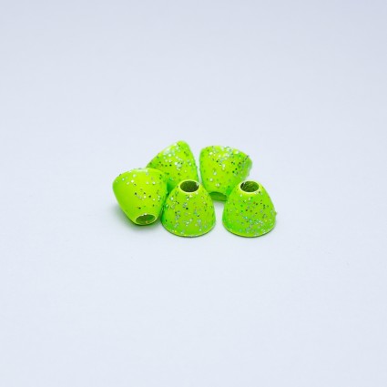 Конус TFF Tungsten Cone Head 6X5mm 0.9g 10pcs Glitter/Fl Chartreuse фото