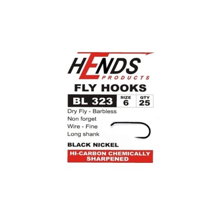 Крючки HENDS 323 BL Barbless Black Nickel #6 25pcs фото 1