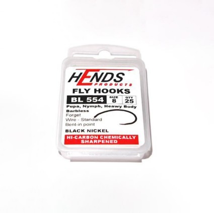 Крючки HENDS 554 BL Pupa Shrimp Nymph Barbless Black Nickel #6 25pcs фото 1