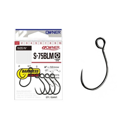 Крючки Owner S-75BLM Trout Salmon Barbless #2 6pcs фото