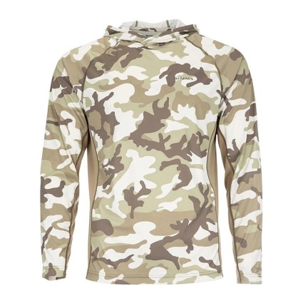 Термофутболка Simms SolarFlex Hoody Print Woodland Camo Sandbar 2XL  фото