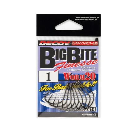 Крючок одинарный Decoy Worm 20 Big Bite Finesse #4 NS Black 9pcs фото 2