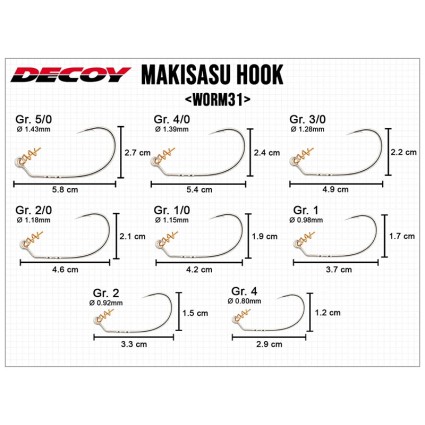 Крючок офсетный Decoy Worm 31 Makisasu Hook #4 6pcs фото 3