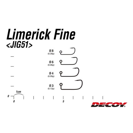 Крючок одинарный Decoy JIG51 Limerick Fine #4 Nickel 9pcs фото 3