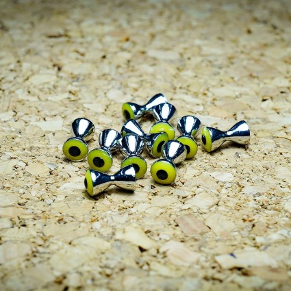 Головки гантели TFF Brass Pseudo Eyes 4.0mm 10pcs Nickel/Yellow Pupil фото
