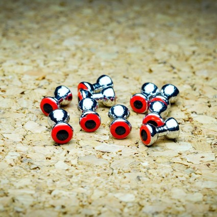 Головки гантели TFF Double Pupil Lead Eyes 4.8mm Nickel - Fl Red/Black 10pcs фото