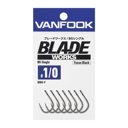 Крючки VANFOOK BWH-F BLADE WORKS BG SINGLE #1/0 Fusso Black 7pcs фото 2
