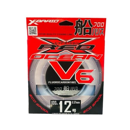 Леска YGK X-Braid Red Ocean V6 Fluorocarbon #7 0.435mm 100m фото