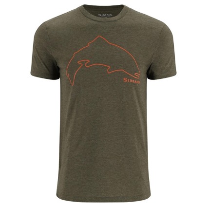 Футболка SIMMS Trout Outline T-Shirt Loden Heather L фото
