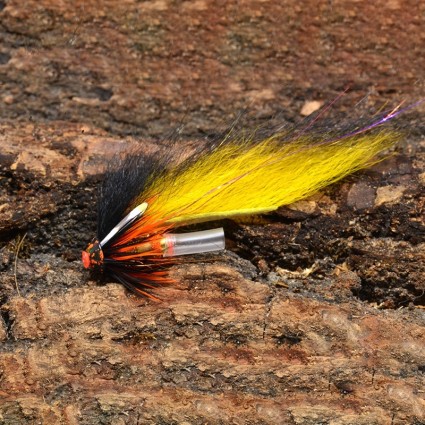 Муха лососевая Future Fly Zonker Tube Flies AJC 4cm Black & Yellow фото 1