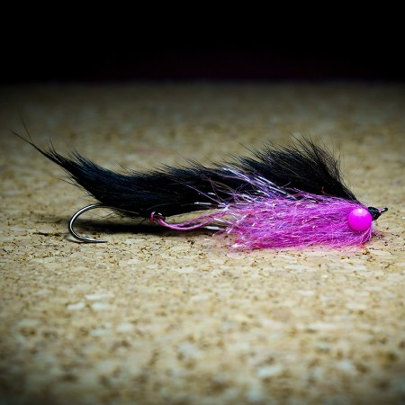 Муха нахлыст CRM Rabbit Leech Fly #2 - Black/Fl Pink фото