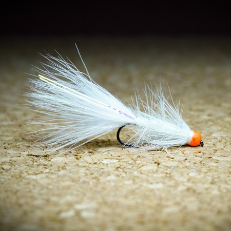 Муха нахлыст CRM Woolly Bugger Tungsten Orange Head 4.5mm #6 White фото
